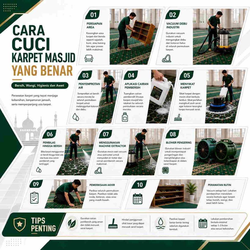 Cuci Karpet Masjid Yang Benar Untuk Menjaga Kebersihan Ruang Ibadah